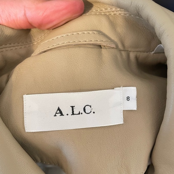 A.L.C. | $1,495 Dree Zip-Front Leather Moto Jacket in Tan/Camel, Size 8 - Picture 8 of 12